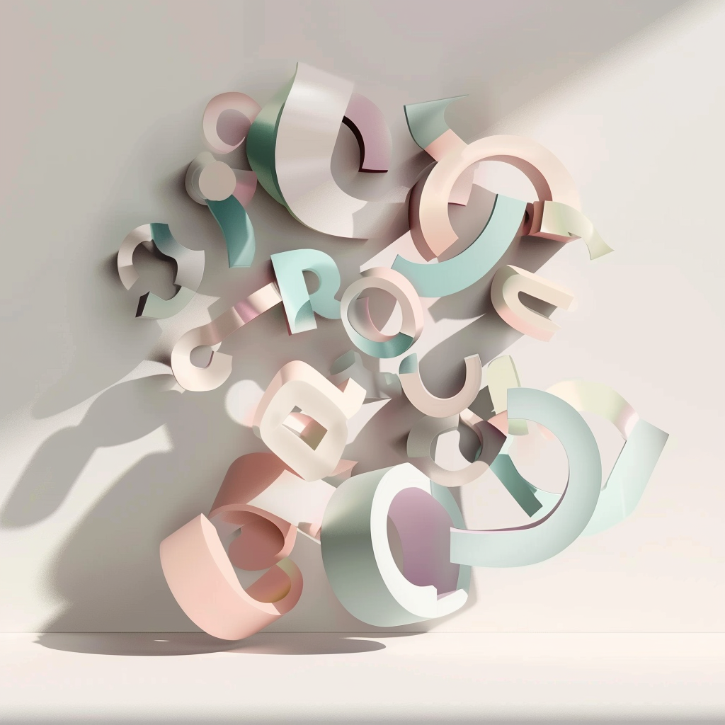 3D floating letters create colorful shadow art