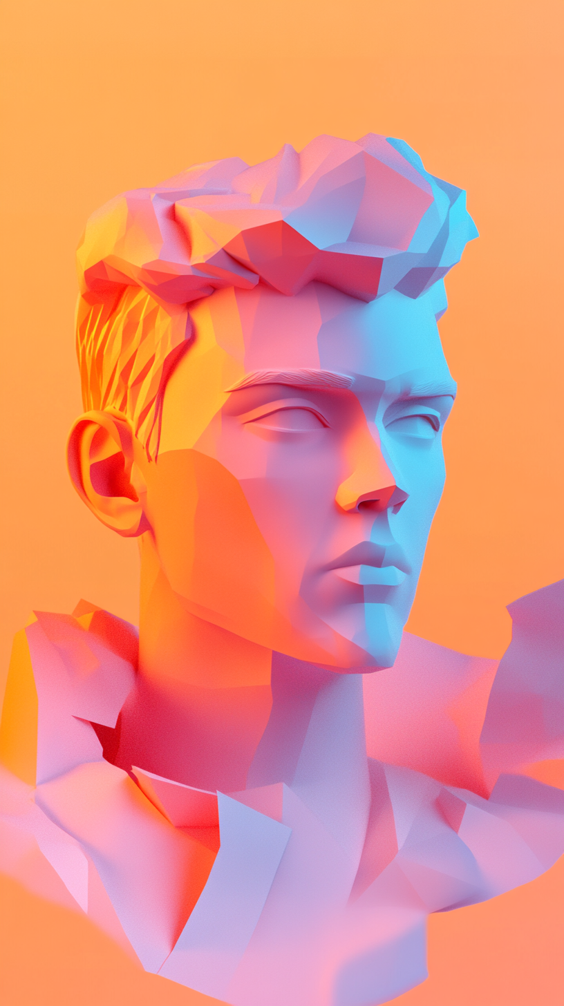 3D man surrounded by abstract figures, expressing egocentrism.