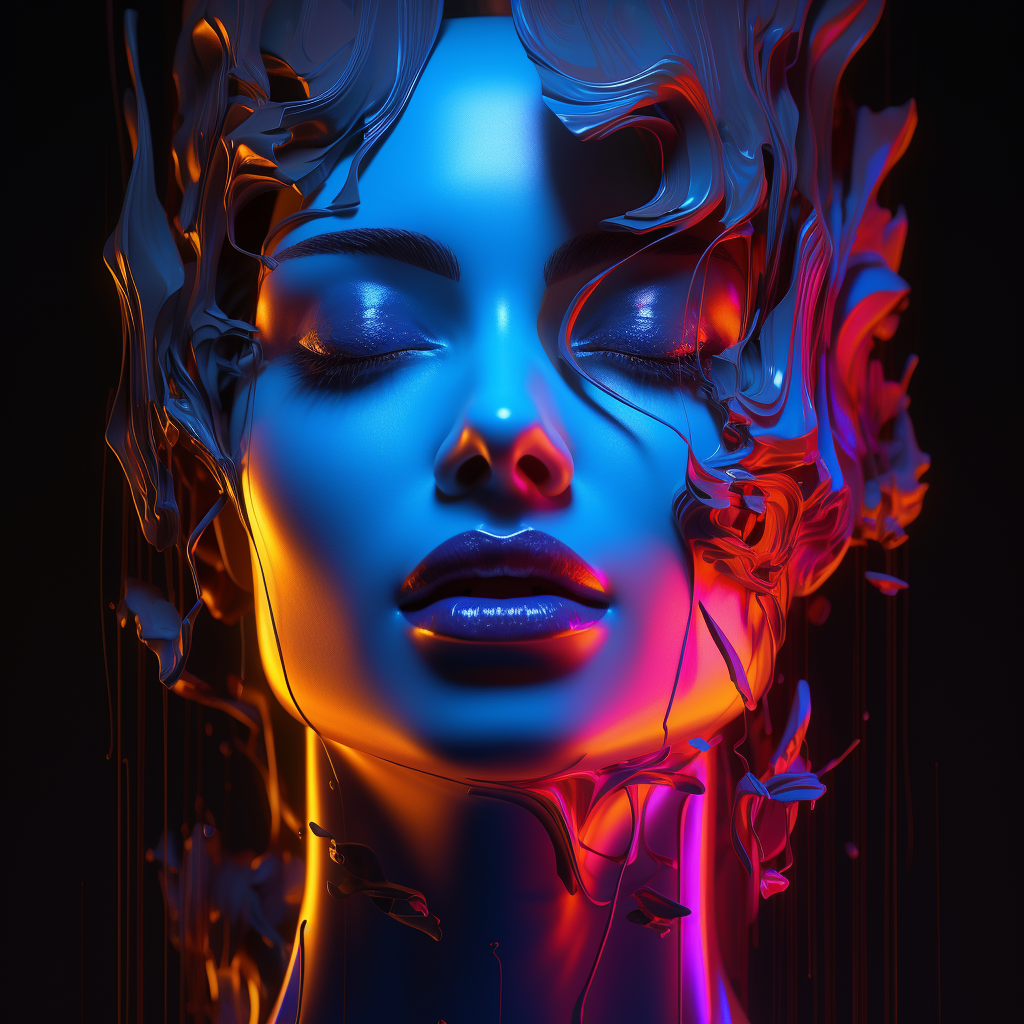 Glass face in 3D lighting