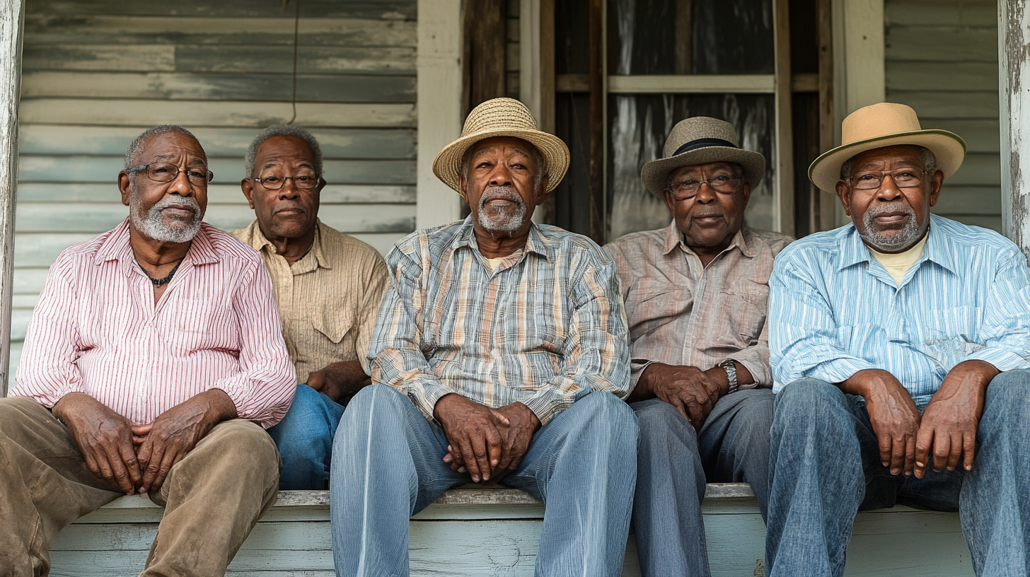 6 Black Adults Sitting on Porch in South