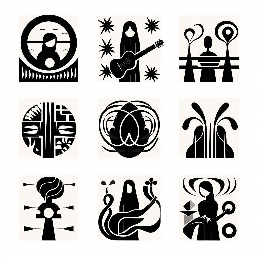 9 Icons Celebrating Folk Music Voices in Abstract Style