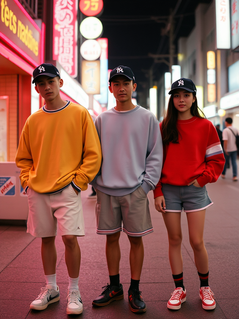 90s Baseball Fashion Line with Japanese Models