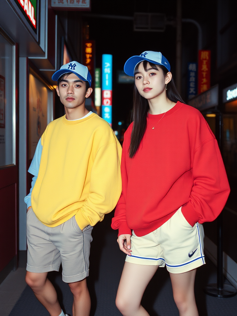 90s baseball fashion line with Japanese models.