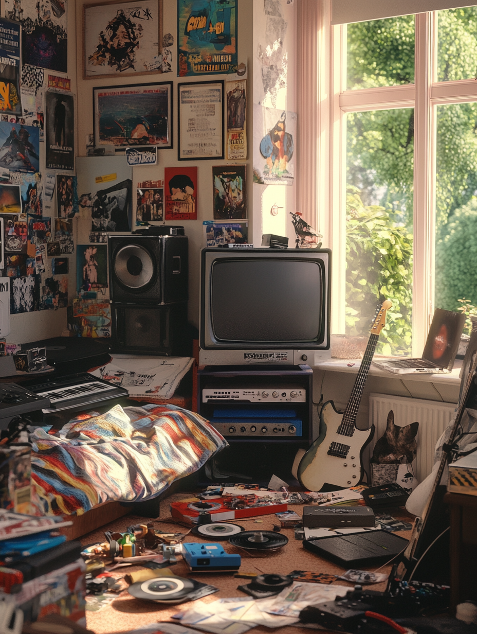 A 1980s Teenage Boy's Room: Guitar, Games, Bands