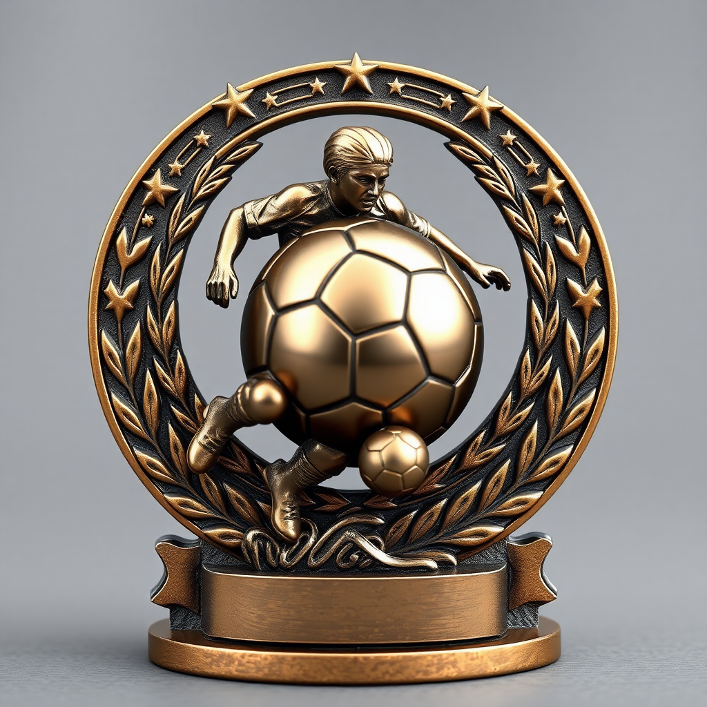 A 35cm metal soccer award design for football.