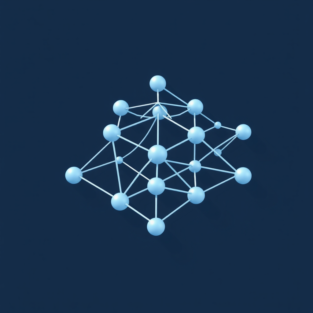 A 3D Icon of a Neural Network Diagram.