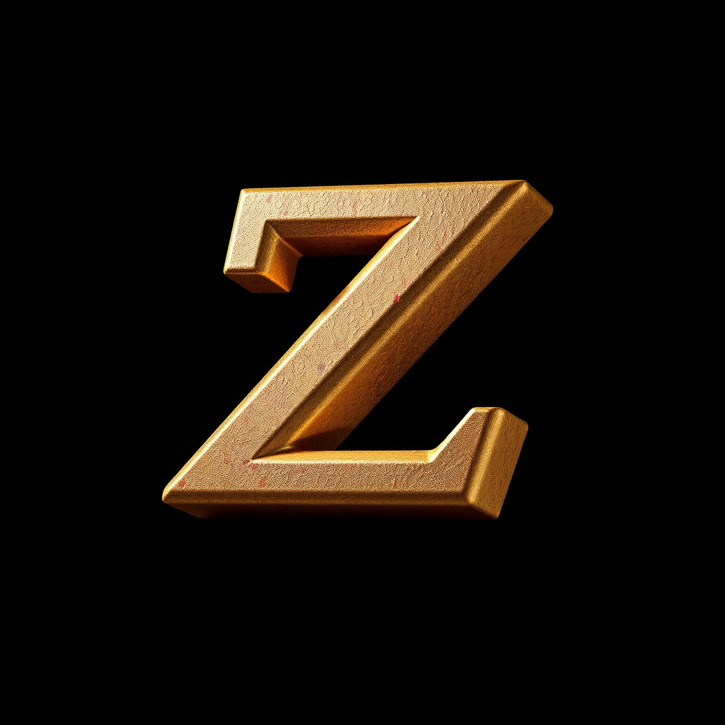 A 3D letter Z with textures and colors