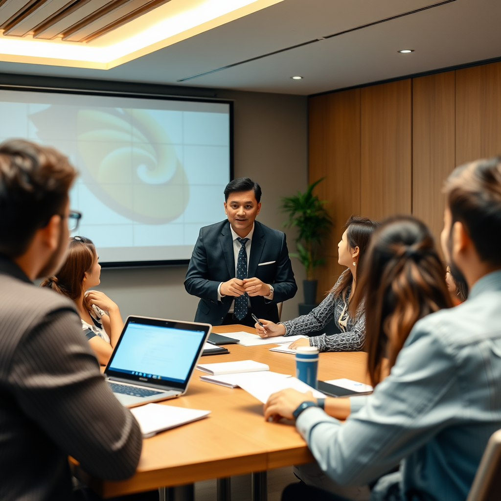 A Asian Businessman Giving Seminar to University Students