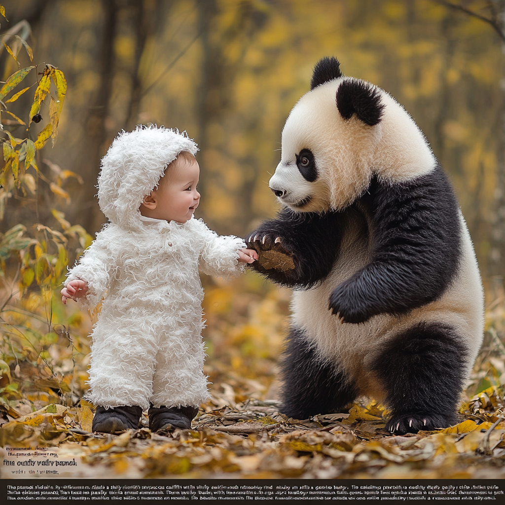 A Baby and Panda Bond Through Friendship.