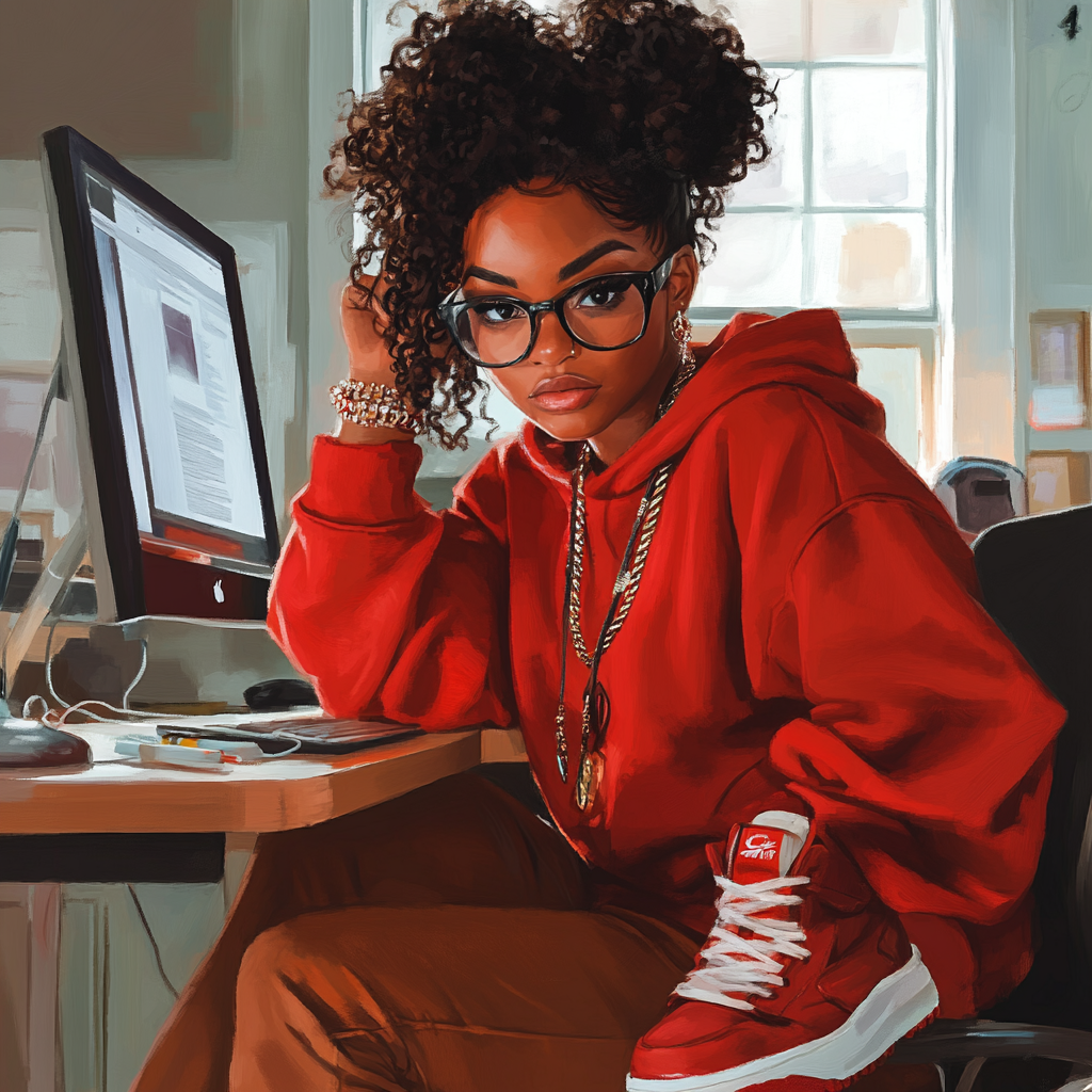 A Beautiful African American Woman in a Classroom