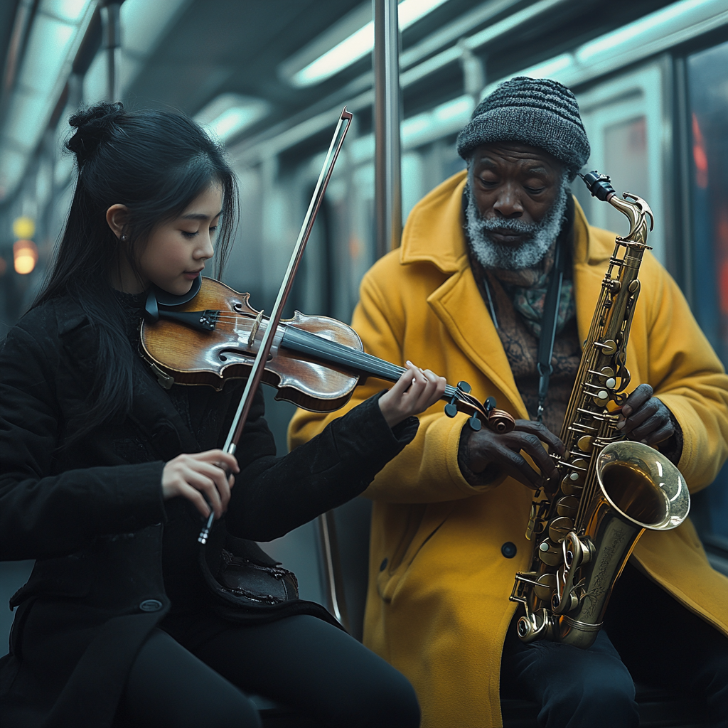 A Beautiful Asian Girl and an Old Man