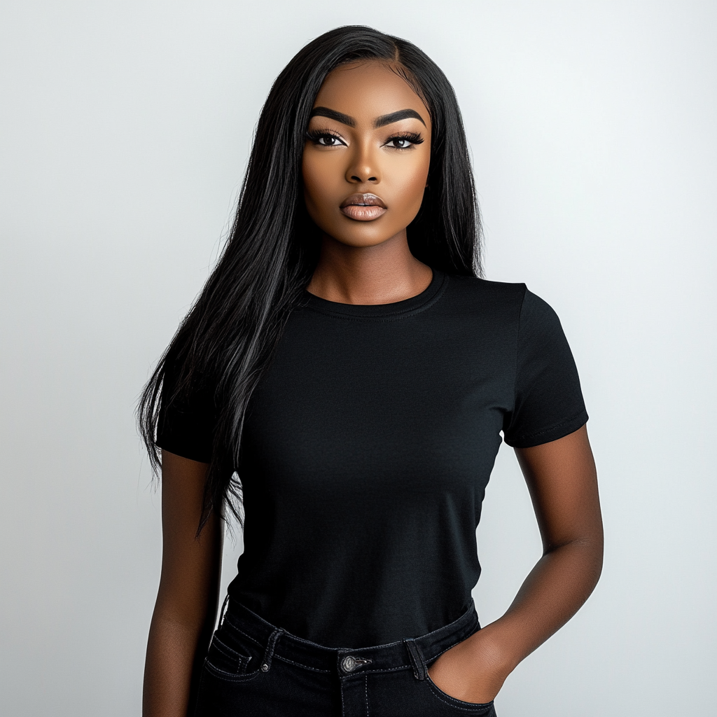 A Beautiful Black Girl in a Designer T-Shirt