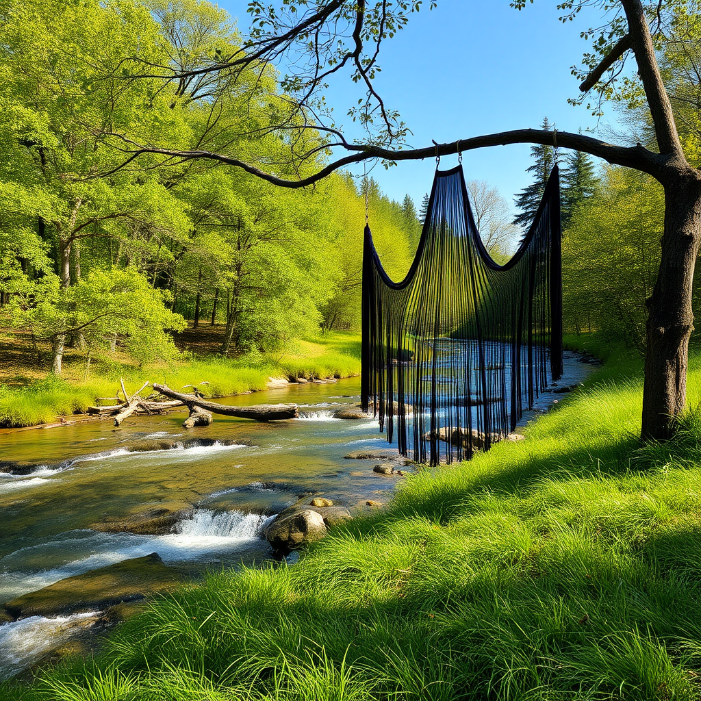 A Beautiful Black Swing by the River