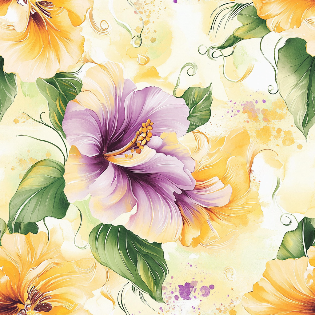 A Beautiful Floral Watercolor Painting with Abstract Design