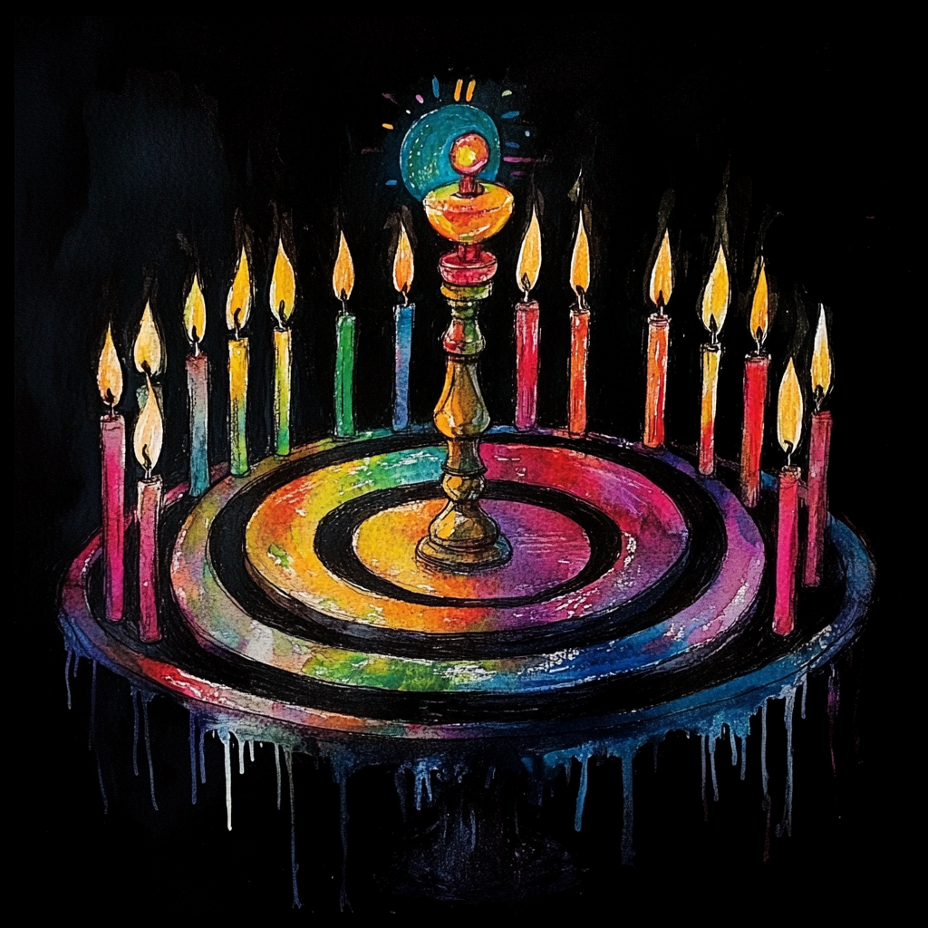 A Beautiful Hanukkah Postcard with Spinning Top