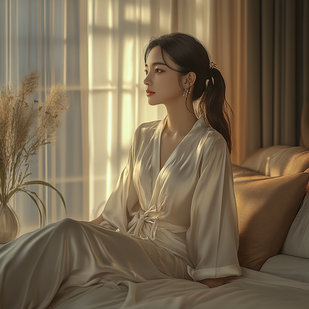 A Beautiful Korean Woman in Luxurious Apartment