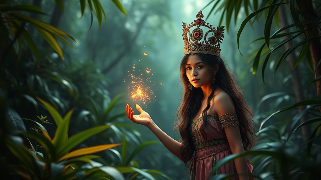 A Beautiful Magic Girl in the Jungle