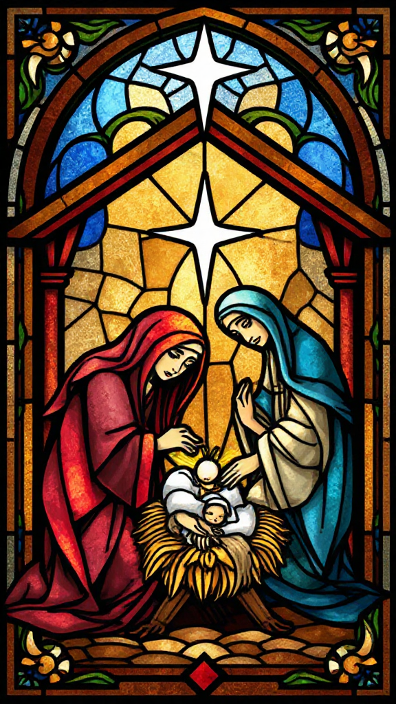 A Beautiful Nativity Artwork Depicting the Birth