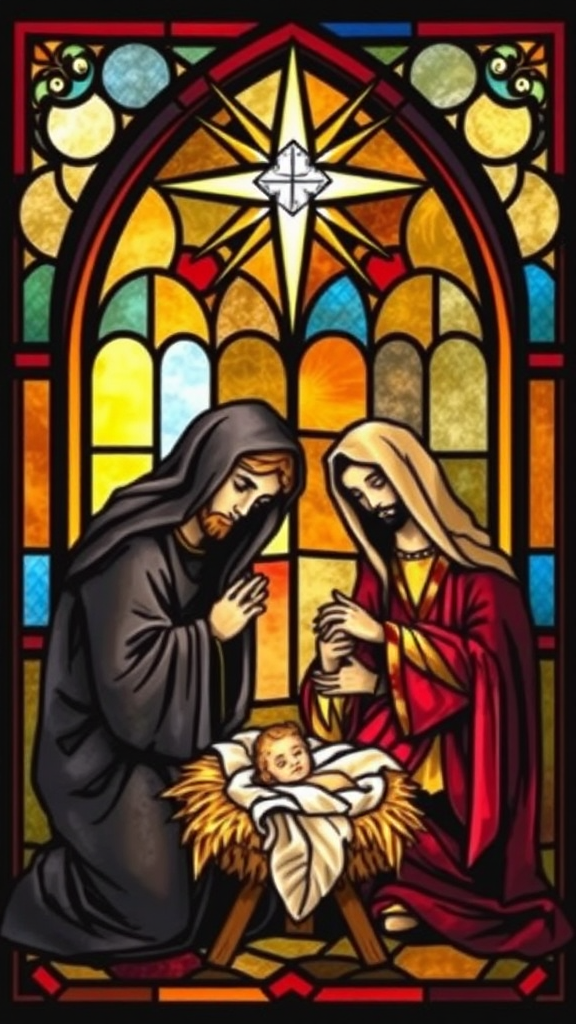 A Beautiful Nativity Stained Glass Artwork