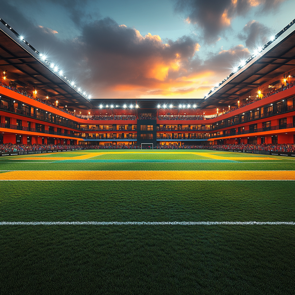 A Beautiful Tanzanian Football Stadium at Dusk