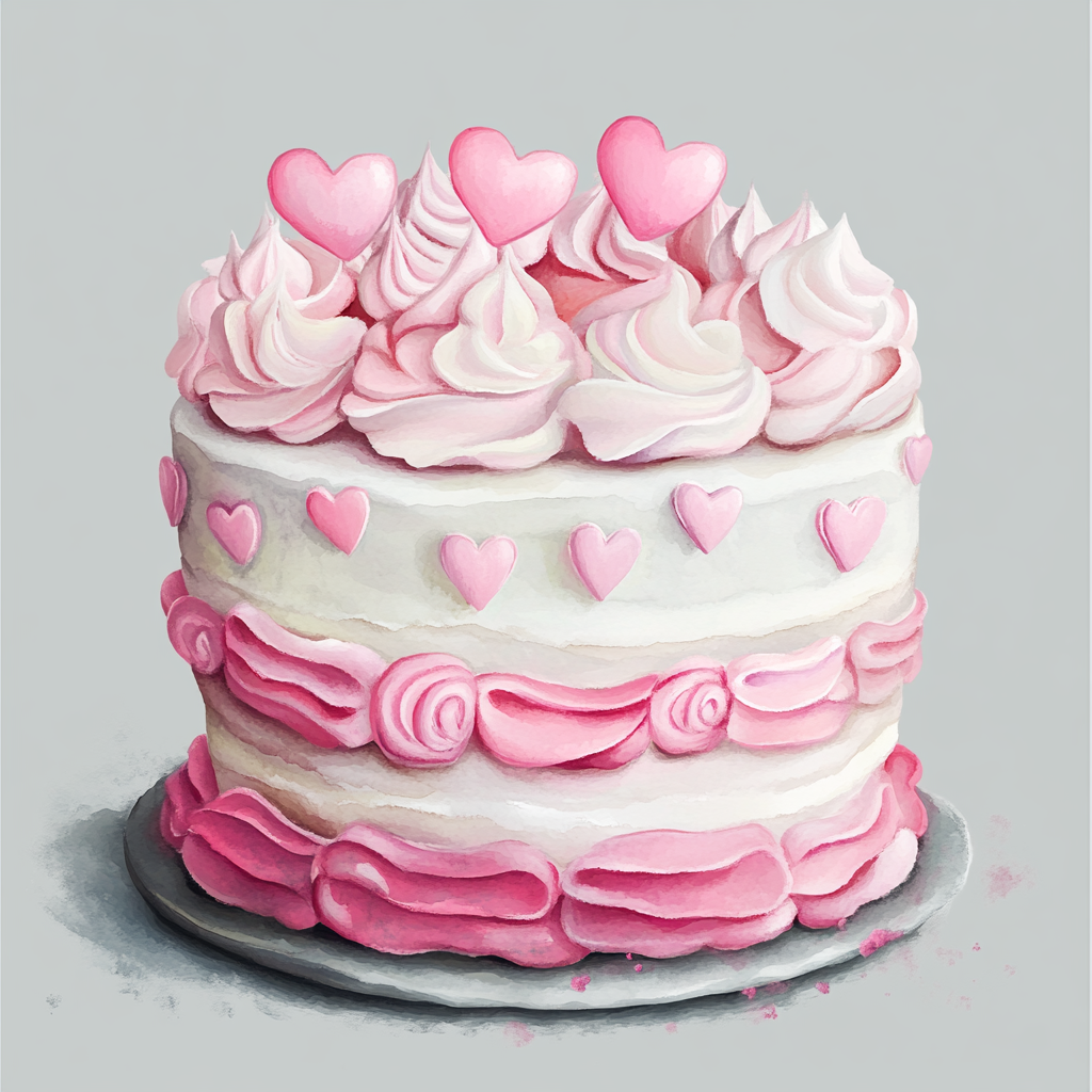 A Beautiful Valentine Cake in Soft Pastels