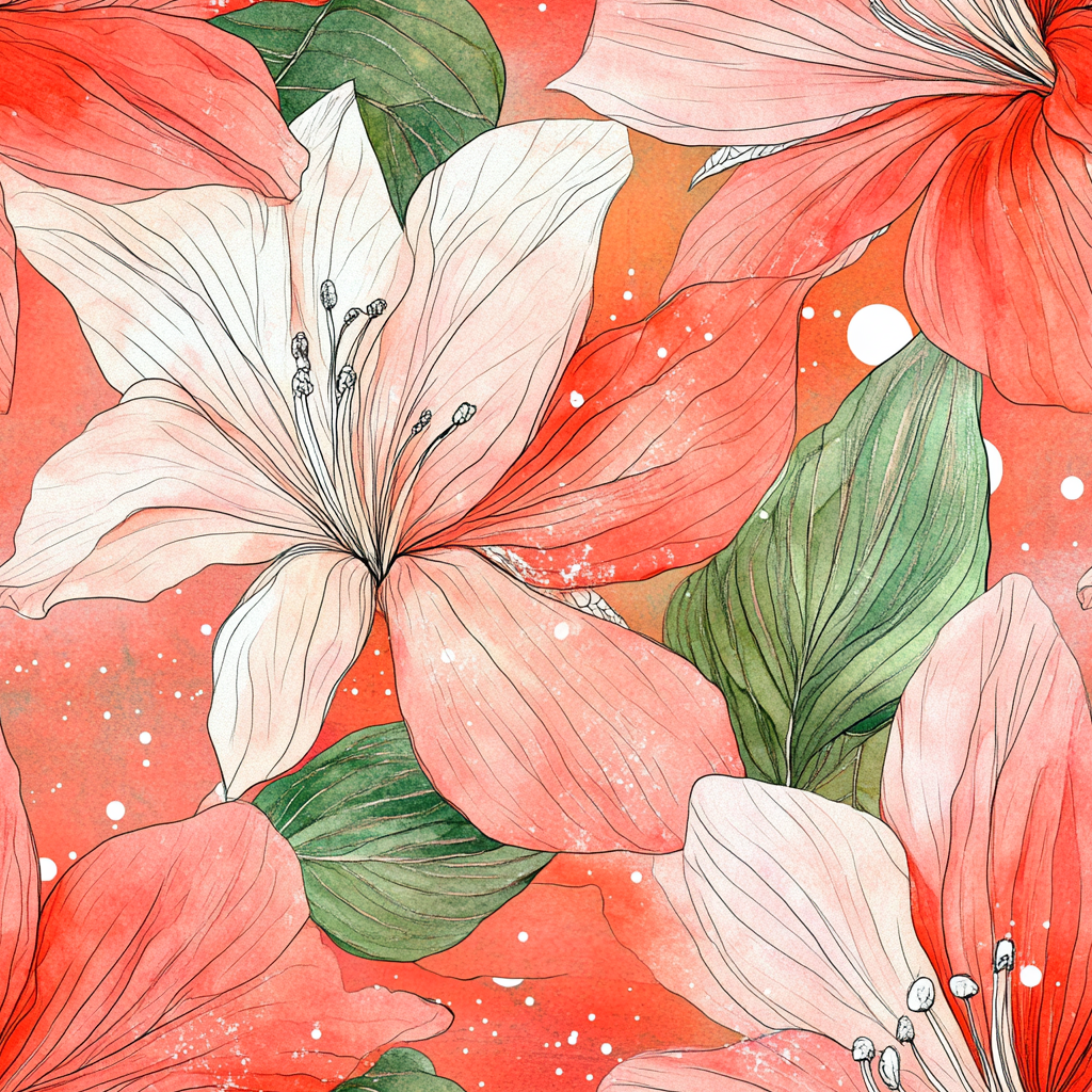 A Beautiful Watercolor Floral Pattern: Azalea and Leaves