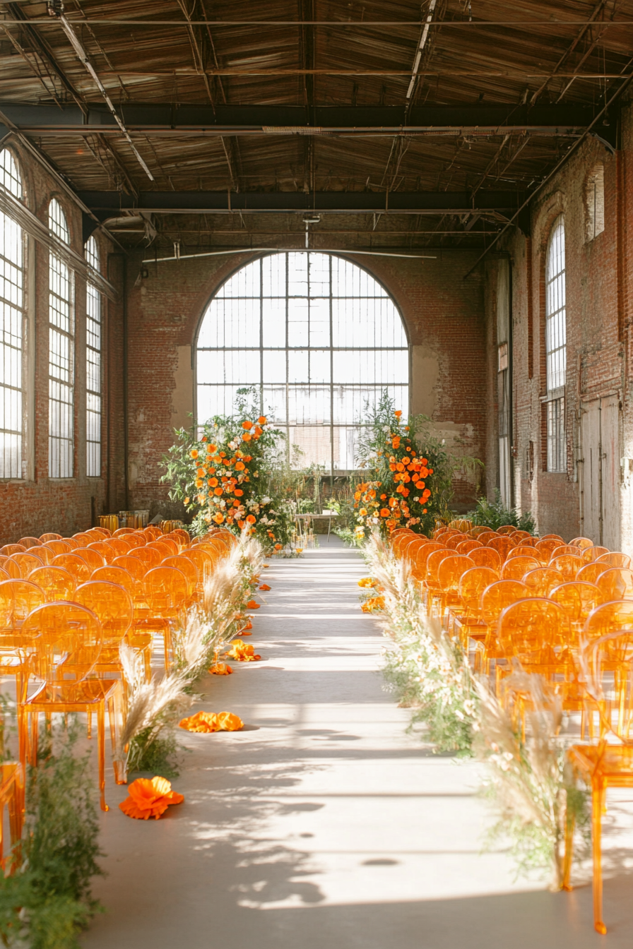 A Beautiful Wedding Decor with Orange Flowers