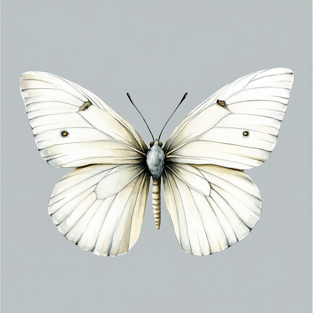 A Beautiful White Butterfly Illustration on Gray Background