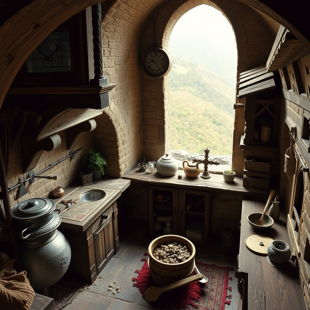 A Bird's Eye View of a Medieval Castle Kitchen