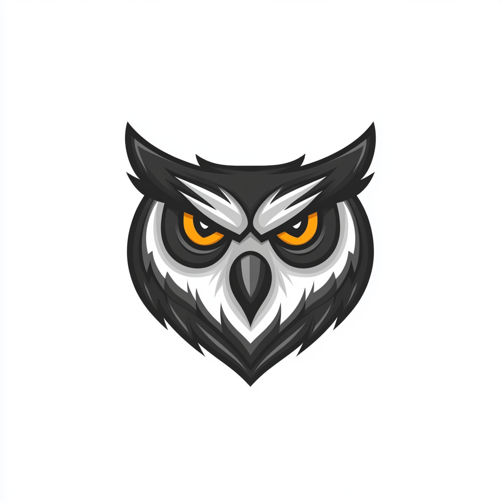 A Black Owl Logo on White Background, Vector Art