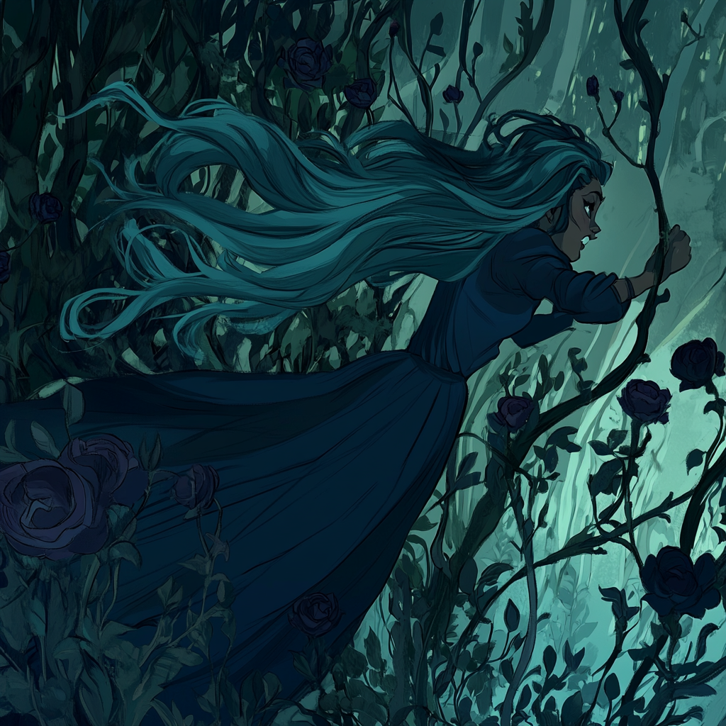 A Black Princess Escaping Thorny Bramble