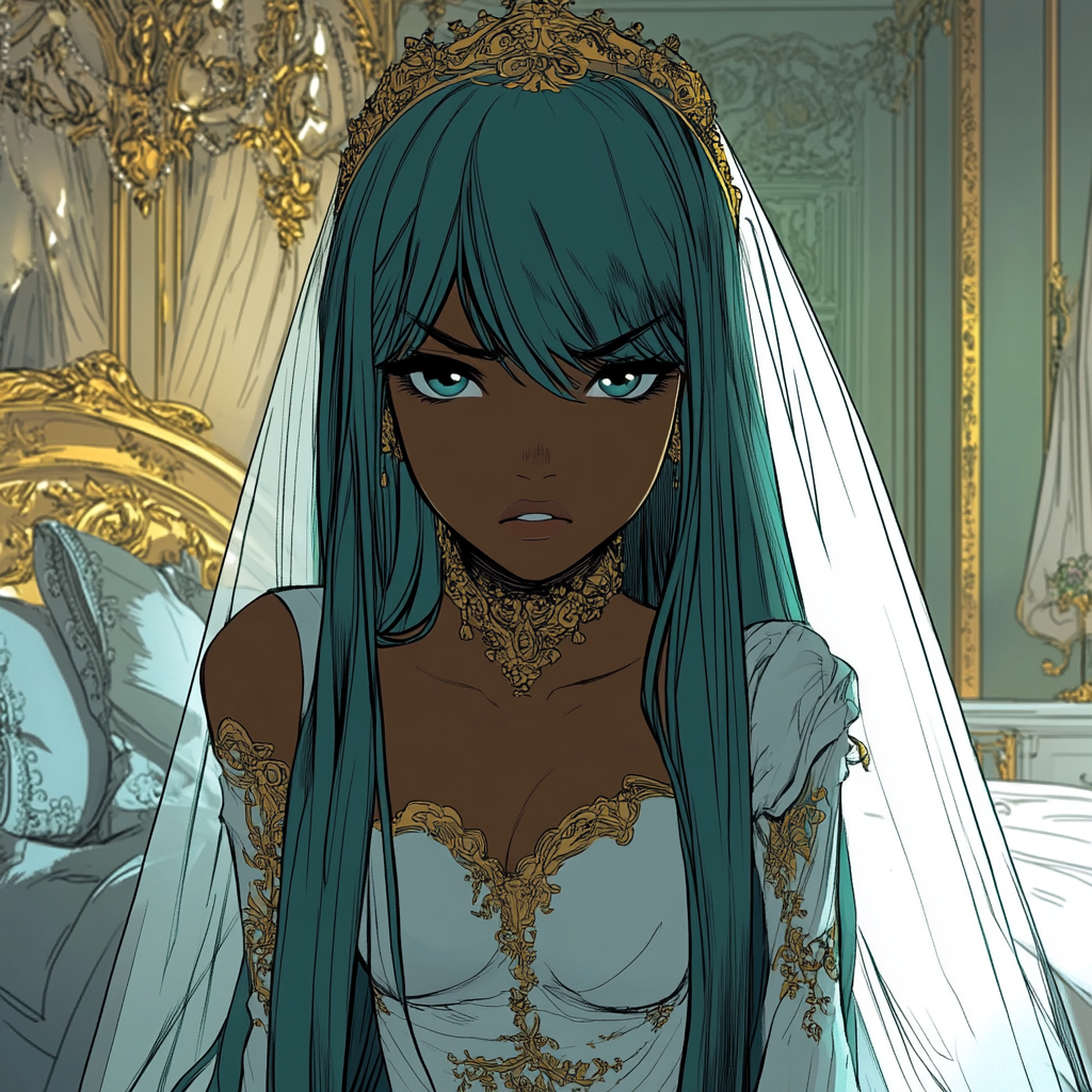 A Black Princess in a Royal Bedroom, Irritated