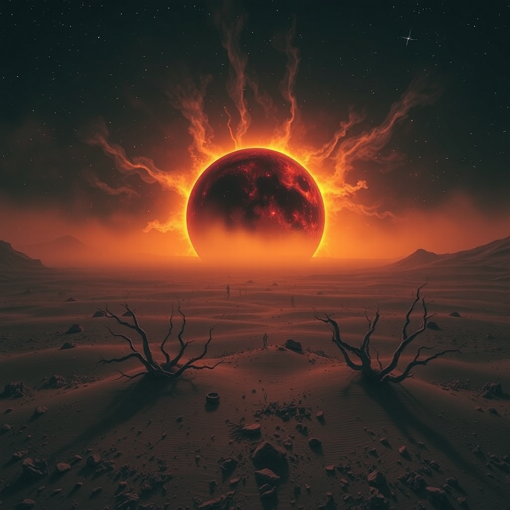 A Black Sun Melting into the Desert