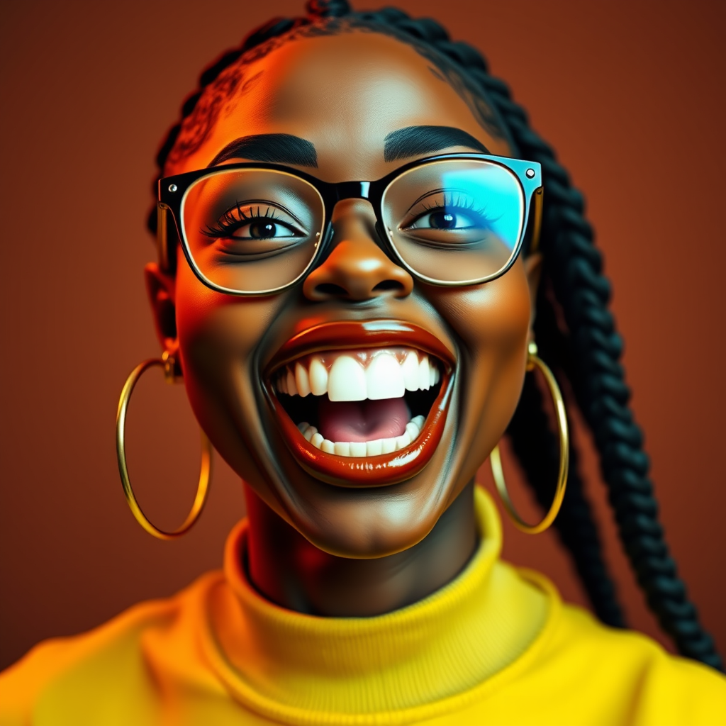 A Black Woman Proudly Displaying her Grill