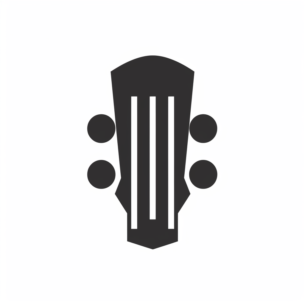 A Black and White Guitar Headstock Logo