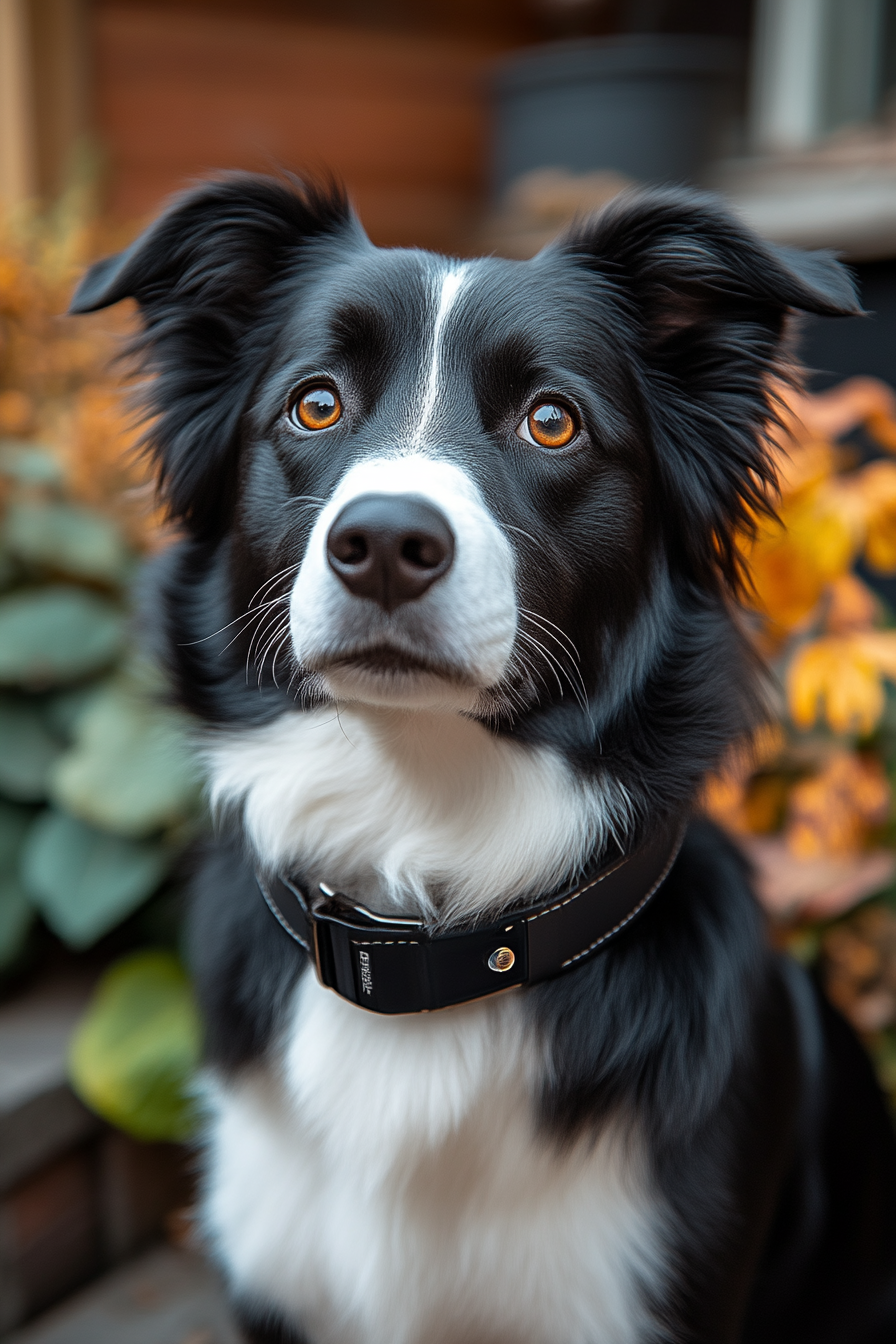 A Border Collie with GPS collar in neighborhood