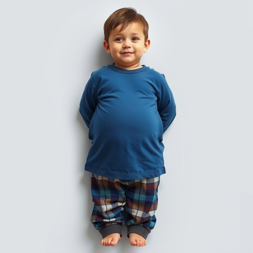 A Boy's Belly Grows Large in Pajamas