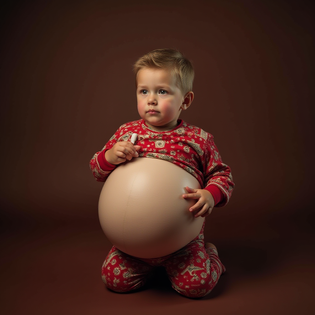A Boy's Inflating Pajama Belly on Christmas