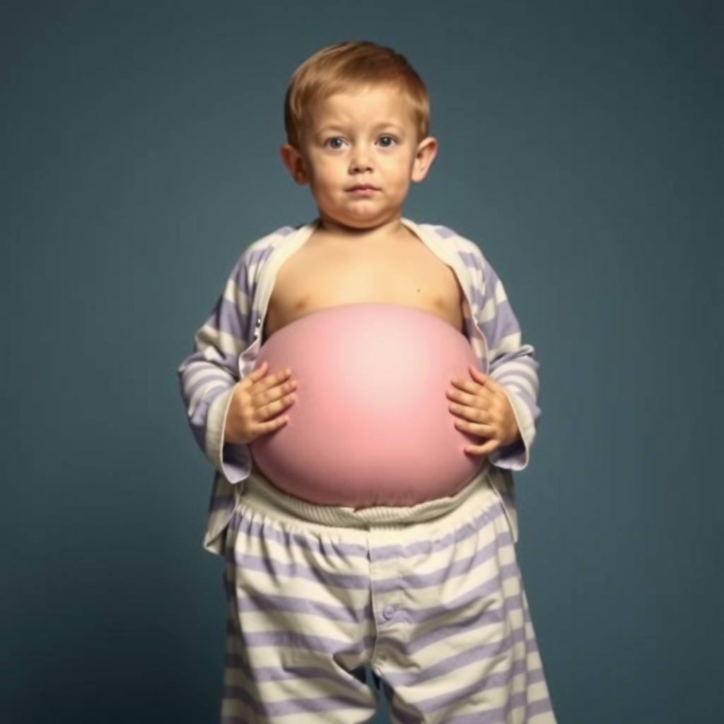 A Boy's Magic Belly Inflation at Night