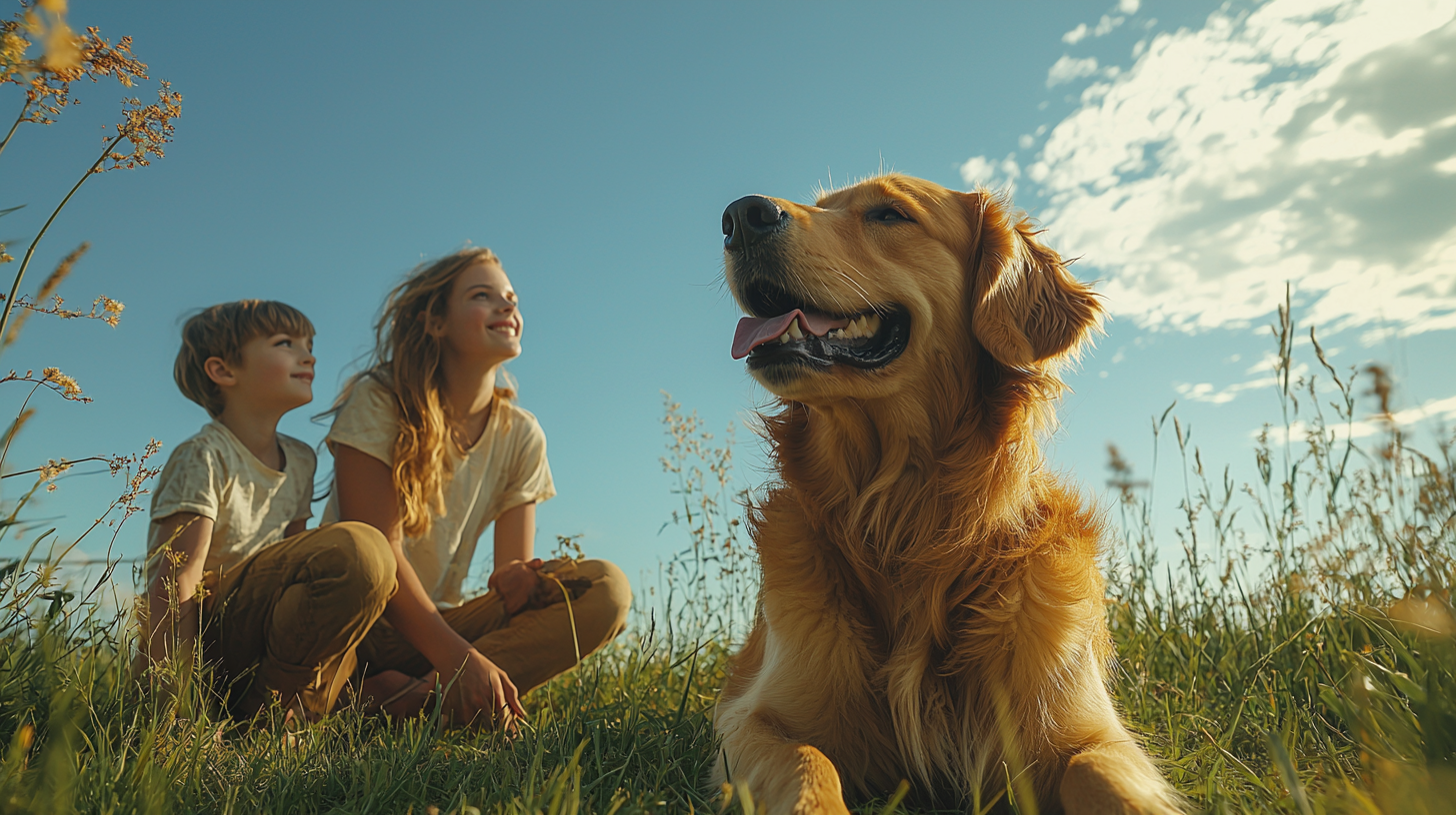 A Boy, His Dog, and Young Couple Playing