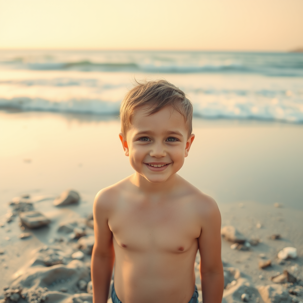 A Boy Enjoying the Beach