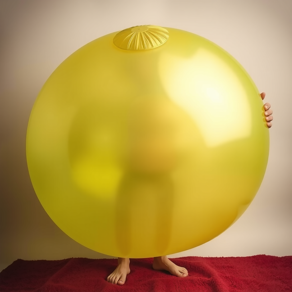 A Boy Making His Balloon Belly Big and Round
