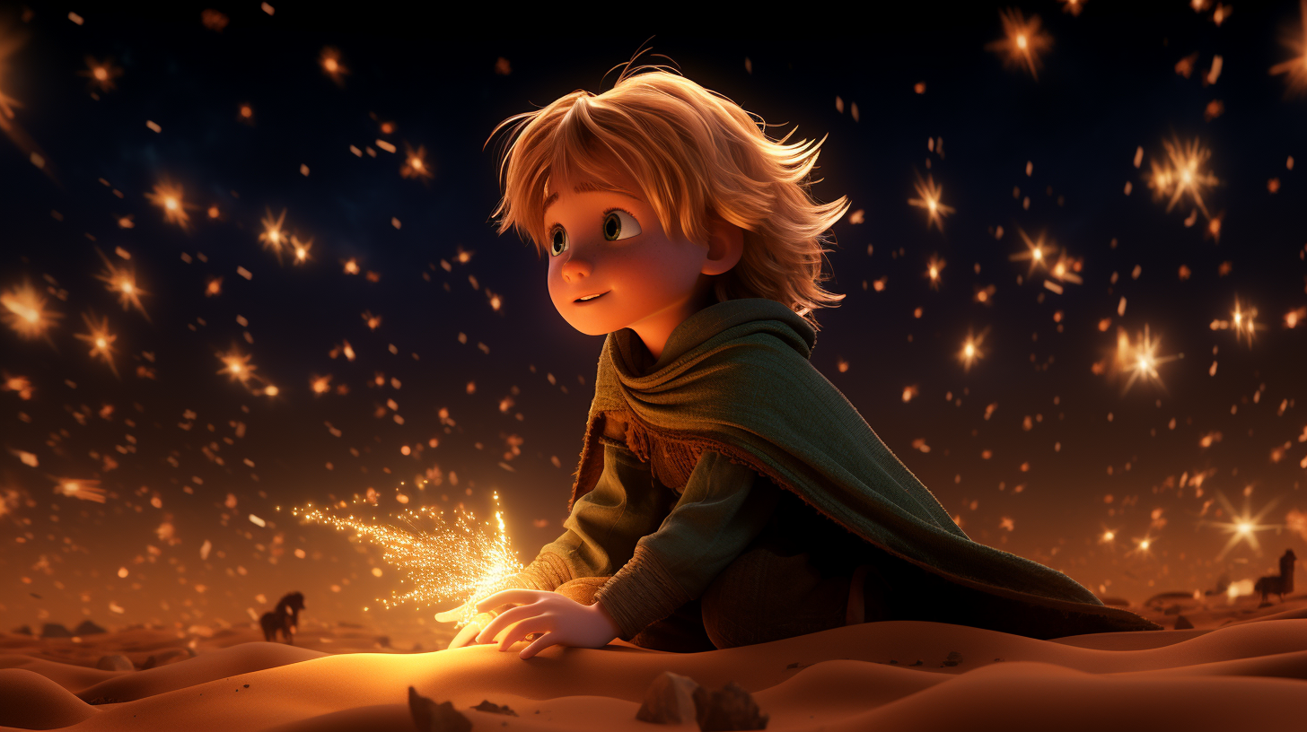 A Boy in Desert with Magic Stars, Wondering