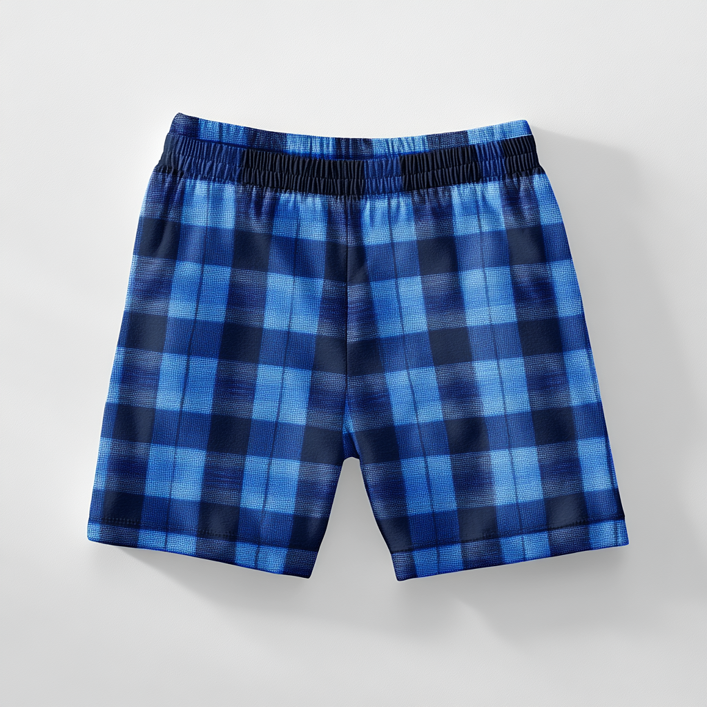 A Brightly Displayed Blue Plaid Girl's Pajama Shorts