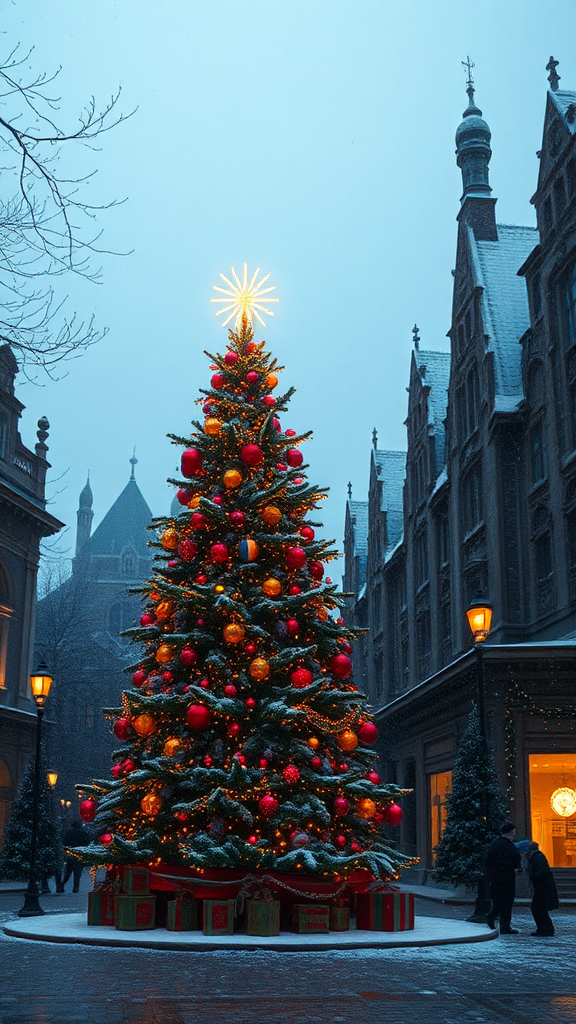 A Burning Christmas Tree in Town Square.