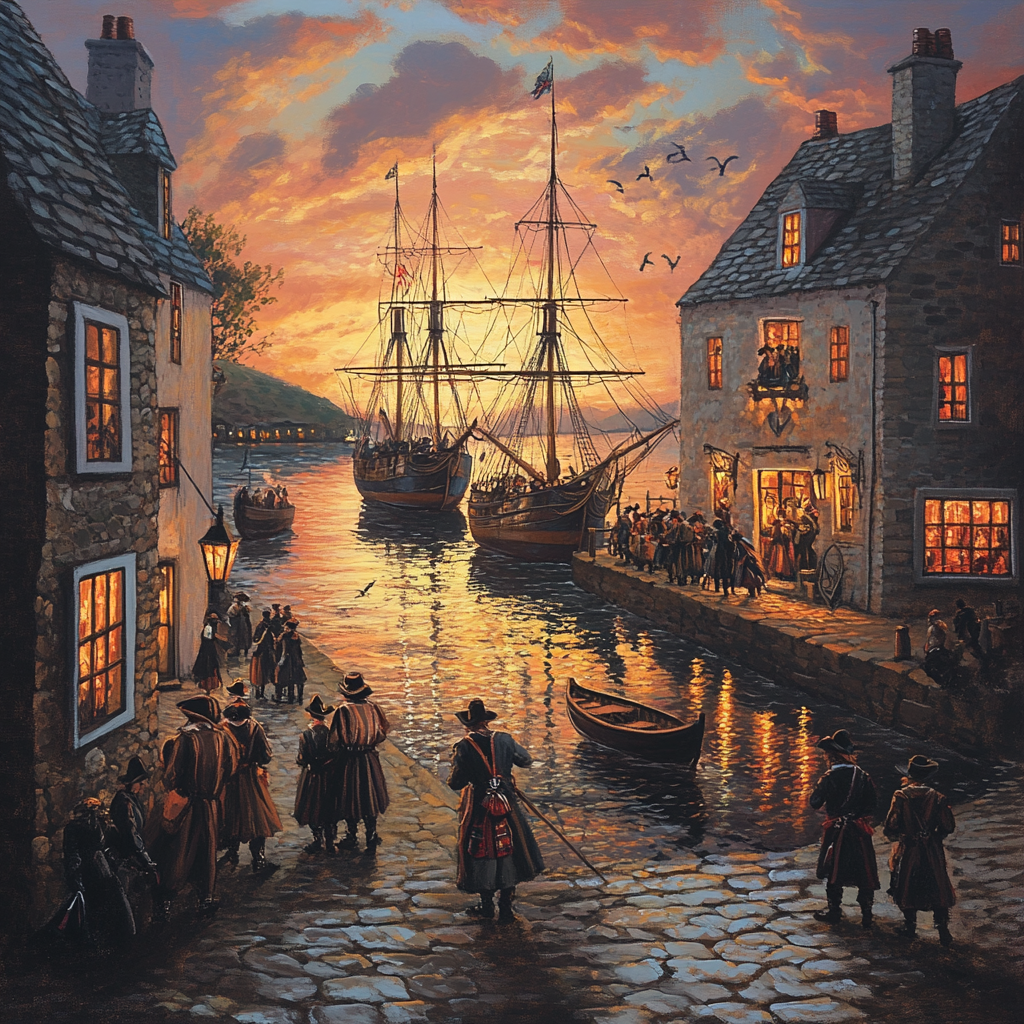 A Busy Cornish Harbour at Sunset