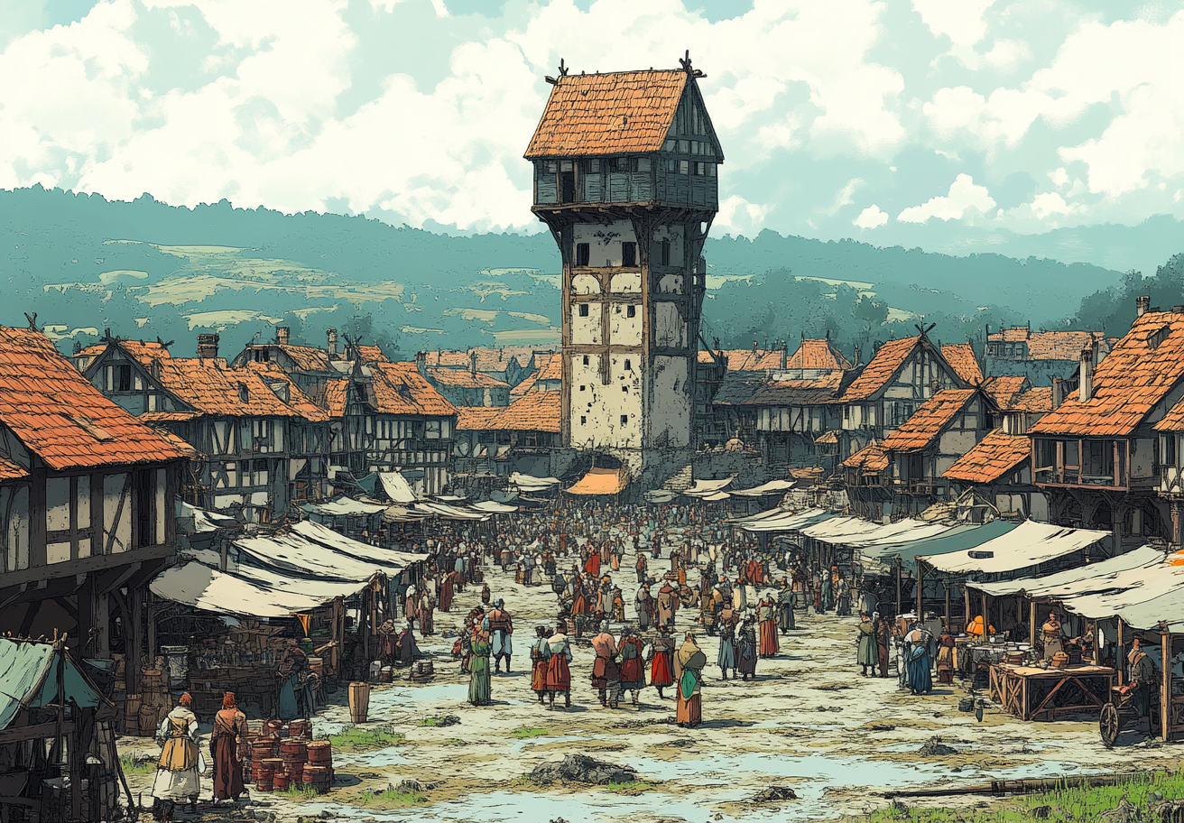 A Busy Viking Market Square in 1540's Brazil