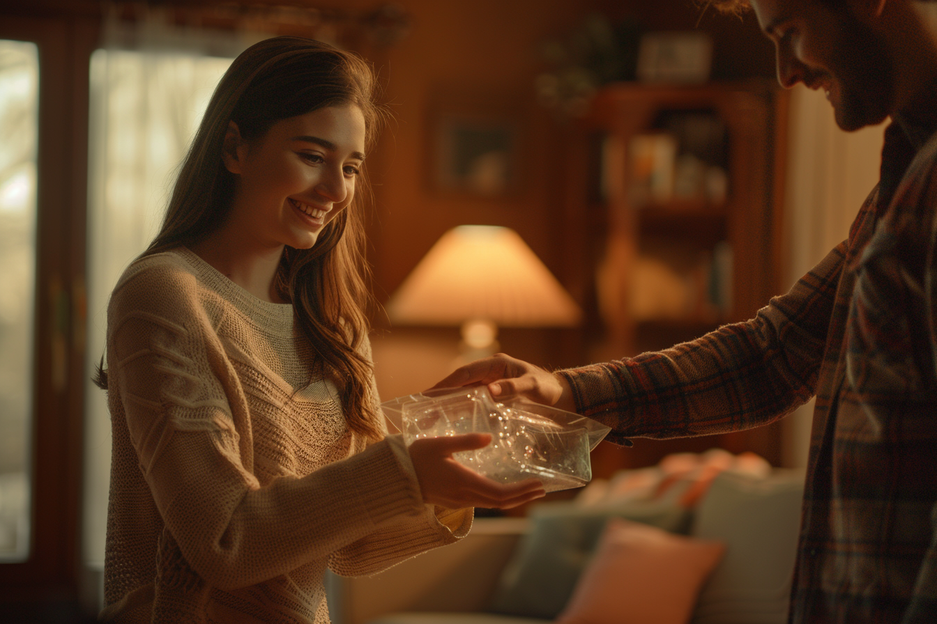 A Carl Moving team member hands over glass