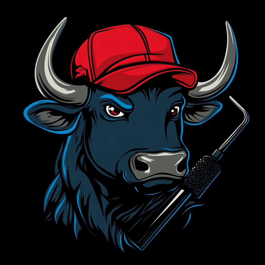 A Cartoon Bull with Blue Hat Logo