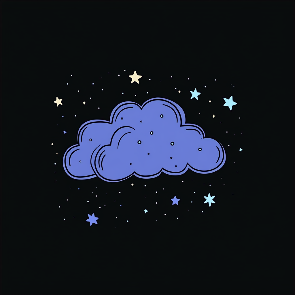 A Cartoon Logo of Blue Cloud with Stars